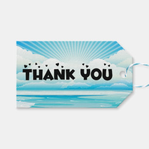 Nautical Thank You Blue Ocean Sunrise Beach Gift Tags
