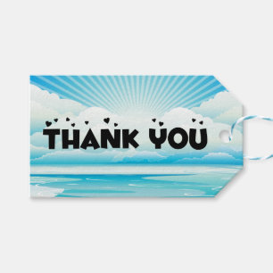 Nautical Thank You Blue Ocean Sunset Beach Wedding Gift Tags