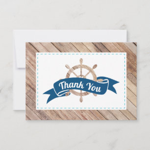 Nautical Thank You Card in Navy Blue and Aqua