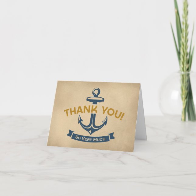 Nautical Thank You Cards Navy Blue Anchor (Front)