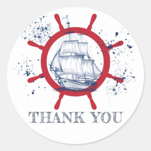 Nautical Thank you Favour Classic Round Sticker