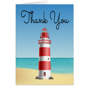 Nautical Thank You Lighthouse Beach Ocean Wedding