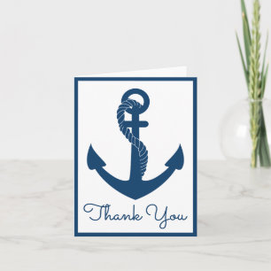 Nautical Thank You Navy Blue Anchor Beach Wedding Card