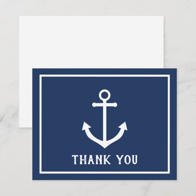 Nautical thank you note for birthday baby shower invitation (Front/Back)