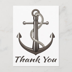 Nautical Thank You Ship Anchor Sailor Wedding Postcard