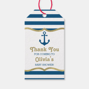 Nautical Thank You Tag, Anchor, Faux Foil Gift Tags