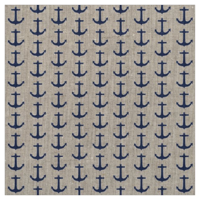 Nautical Theme Anchor Navy Fabric (Swatch)
