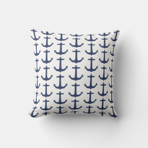 Nautical Theme Anchor Navy Pillow Cushion