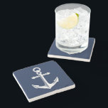 Nautical Theme Anchor Stone Coaster<br><div class="desc">A trivet with a unique nautical theme. It features an anchor centred in the middle in a vibrant navy and white colour scheme. 

All elements are on unlocked and adjustable,  so have fun creating and making it your own.</div>