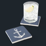 Nautical Theme Anchor Stone Coaster<br><div class="desc">A trivet with a unique nautical theme. It features an anchor centred in the middle in a vibrant navy and white colour scheme. 

All elements are on unlocked and adjustable,  so have fun creating and making it your own.</div>