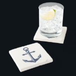 Nautical Theme Anchor Stone Coaster<br><div class="desc">A trivet with a unique nautical theme. It features an anchor centred in the middle in a vibrant navy and white colour scheme. 

All elements are on unlocked and adjustable,  so have fun creating and making it your own.</div>