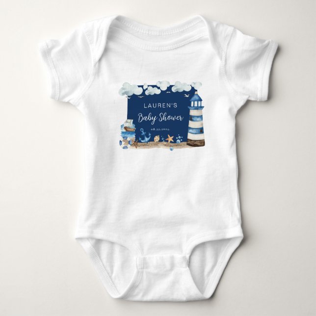 Nautical Theme Baby Shower Baby Bodysuit (Front)