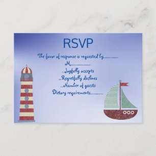 NAUTICAL THEME BLUE BACKGROUND RSVP INVITATION