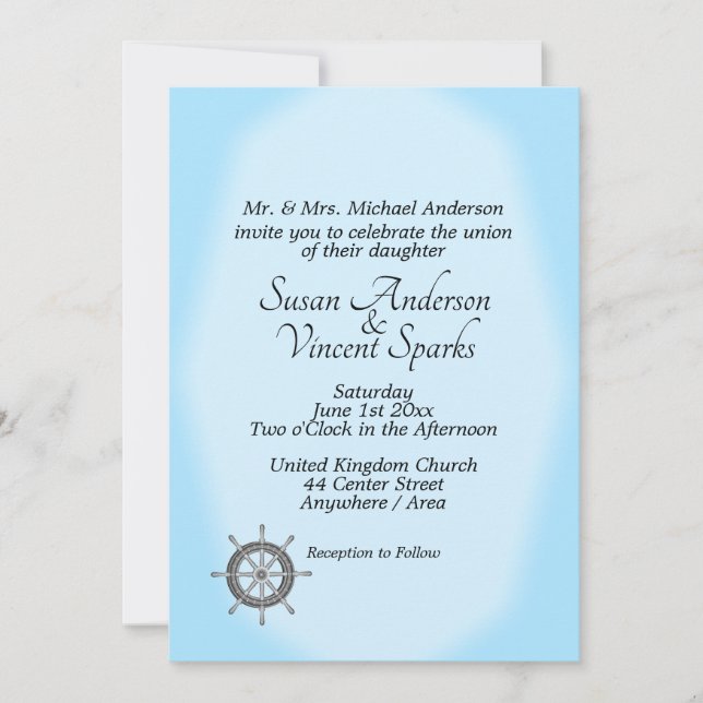Nautical Theme Blue Wedding Invitation (Front)