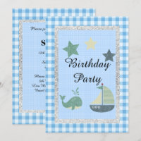 Nautical theme Blue White Check Birthday Party