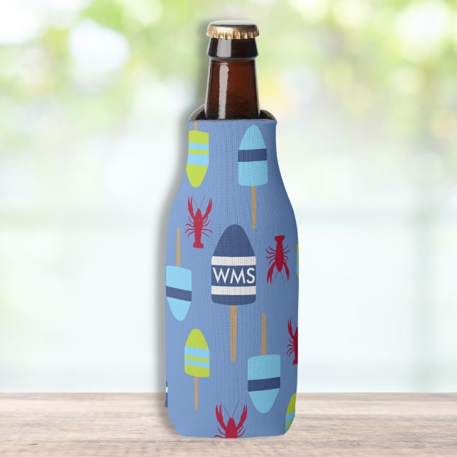 Nautical Theme Buoy and lobster monogrammed Bottle Cooler (Creator Uploaded)