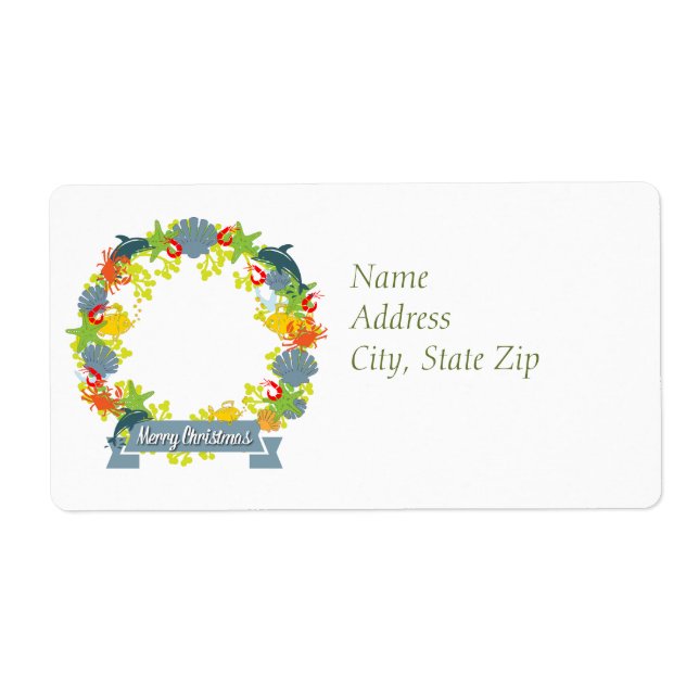 Nautical Theme Christmas Wreath Return Address (Front)