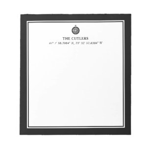 Nautical Theme Compass, Black,  Personalized Notepad