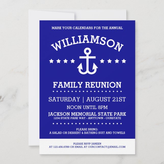 Nautical Theme Family Reunion Invitations (Front)