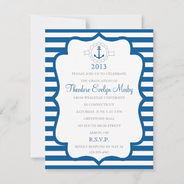 Nautical Theme Graduation Invitation (Front)