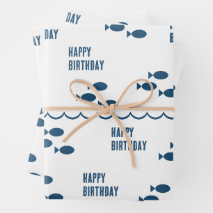 Nautical Theme Happy Birthday Wrapping Paper Sheet