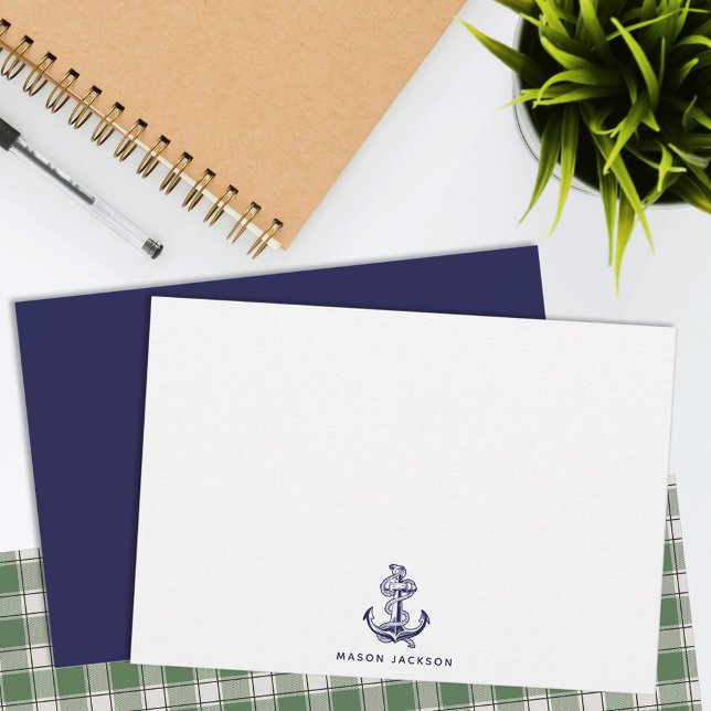 Nautical Theme Navy Blue Anchor Card (Creator Uploaded)