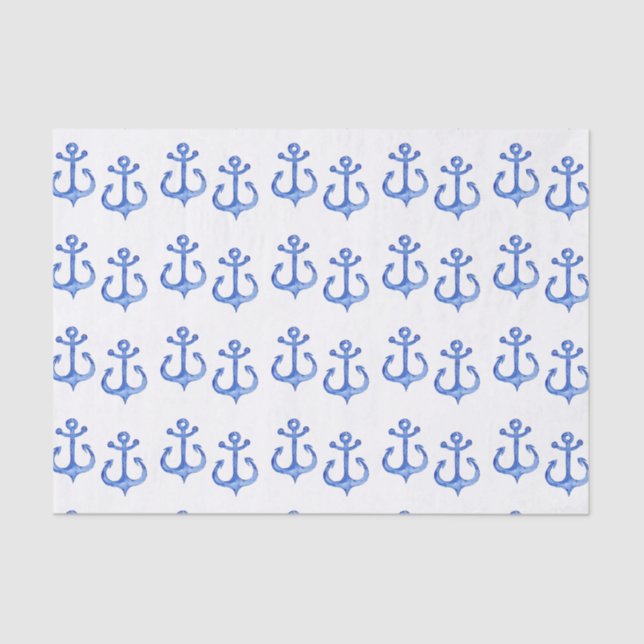 Nautical Theme | Navy Blue Anchors Tissue Paper (Front)