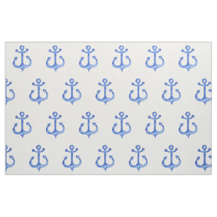 Nautical Theme Navy Blue Anchors Wrapping Paper Fabric