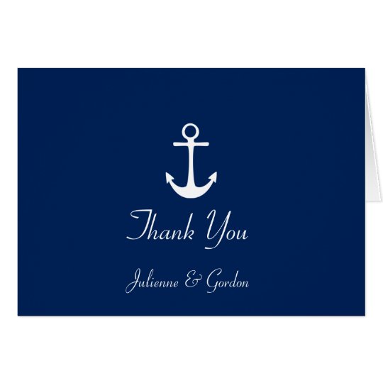 Nautical Theme Navy Blue White Stripes Thank You Card