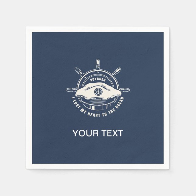 Nautical Theme Navy Blue Your Text   Napkin (Front)