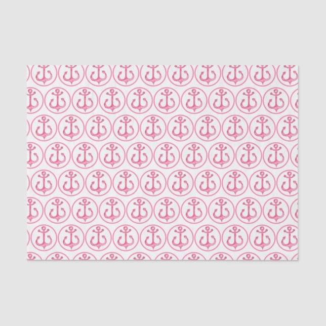 Nautical Theme | Pink Anchors Tissue Paper (Front)
