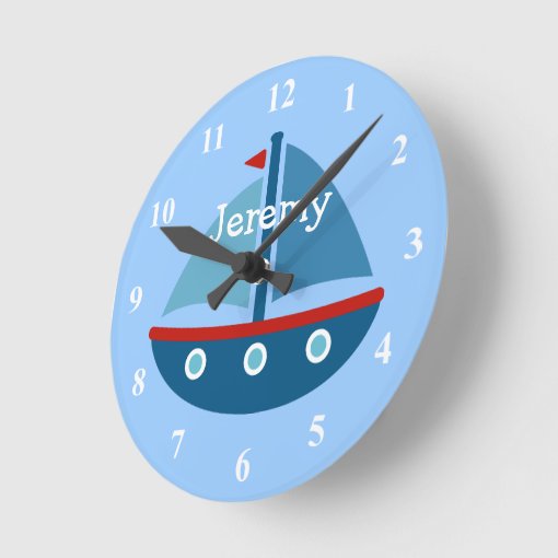 Nautical theme sail boat wall clock for kids room Zazzle
