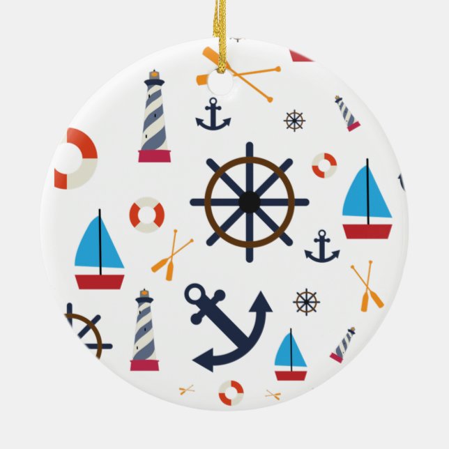 Nautical Theme Thunder_Cove  Ceramic Tree Decoration (Back)
