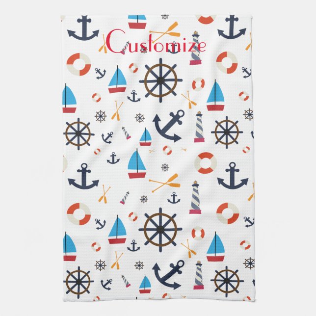 Nautical Theme Thunder_Cove  Tea Towel (Vertical)