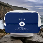 Nautical Theme Wedding Party Best Man Toiletry Bag<br><div class="desc">Wedding party toiletry bag with nautical theme to personalise for each of the members in your wedding party. The custom text includes your guest name, role or relation and, the name of the bride and groom and their wedding date. If you want to venture into the design tool, you are...</div>