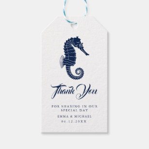 Nautical Theme Wedding Seahorses Custom Navy Gift Tags