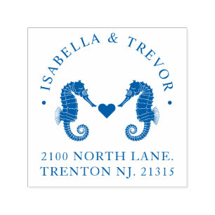 Nautical Theme Wedding Seahorses Custom Self-inking Stamp