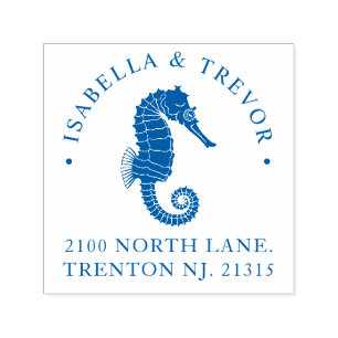 Nautical Theme Wedding Vintage Seahorse Custom Self-inking Stamp