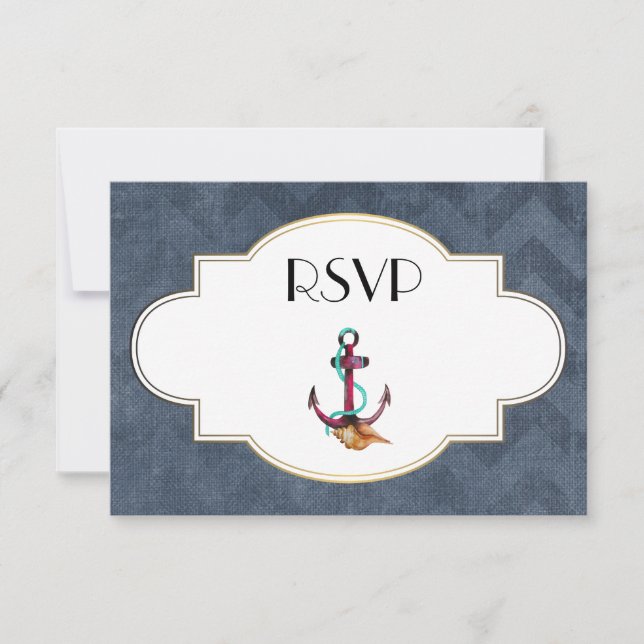 Nautical Theme With Anchor RSVP (Front)