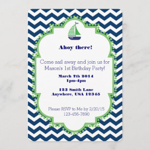 Nautical themed 1st Birthday invitation