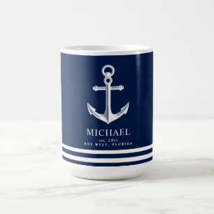 Nautical Themed Anchor   Custom Name Coffee Mug