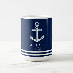 Nautical Themed Anchor   Custom Name Coffee Mug