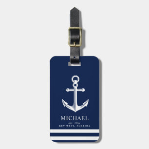 Nautical Themed Anchor   Custom Name Luggage Tag