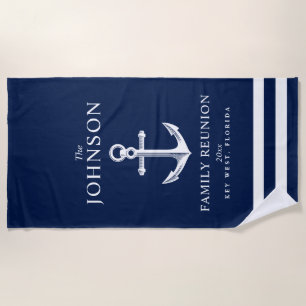 Nautical Themed Anchor   Family Reunion Beach Towel