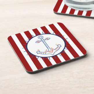 Nautical Themed Anchor Sailing Blue Red White Coaster