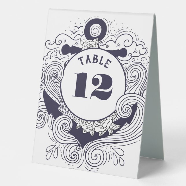 Nautical Themed Anchor Table Number (Front)
