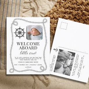 Nautical themed Baby Birth Announcement Postcard
