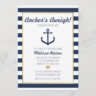 Nautical themed Baby Shower Invitation - Anchor