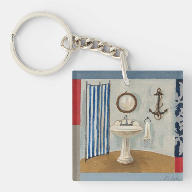 Nautical Themed Bathroom Key Ring (Front)