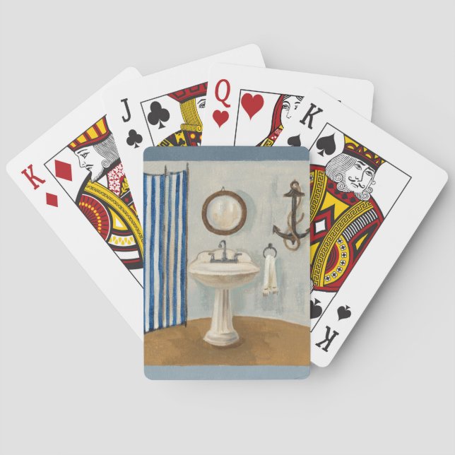 Nautical Themed Bathroom Playing Cards (Back)